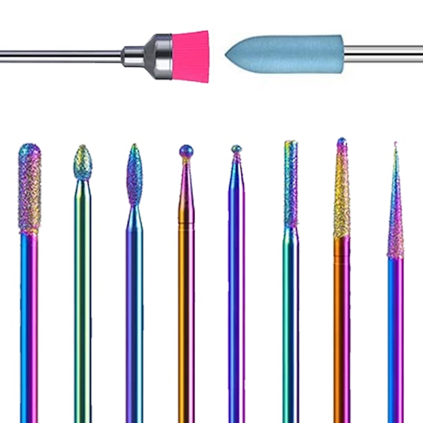 Multifunktionella Nagelborr, 10-delars Set för Omfattande Nagelbehandling, Värmebeständiga Volframstålsborr för Säker och Professionell Användning