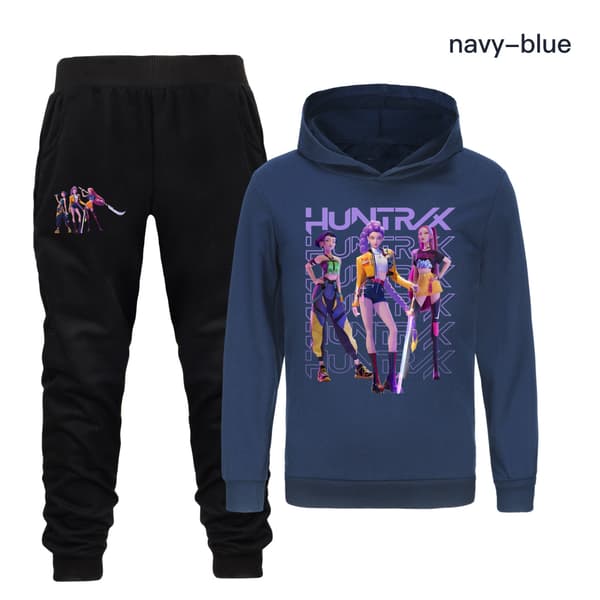 Kpop Demon Hunters barn sweatshirt hettegenser og bukse sett svart 150cm[TT] 150cm black