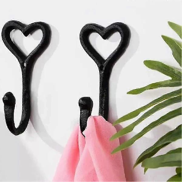 4X Støbejerns Hjertekroge Hjerteformet Krog Retro Jernkroge