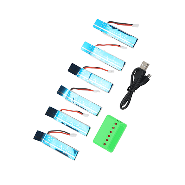 3.7V 520mAh 30C Litiumbatteri med Laddare för Wltoys XK K110S Fjärrkontroll Helikopter Reservdelar