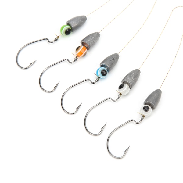 Fiskekroker Fiske Agn Jig Nylon Line med 3D Øye Ball Rustfritt Stål for Ferskvann Saltvann Bass Ørret Crappie