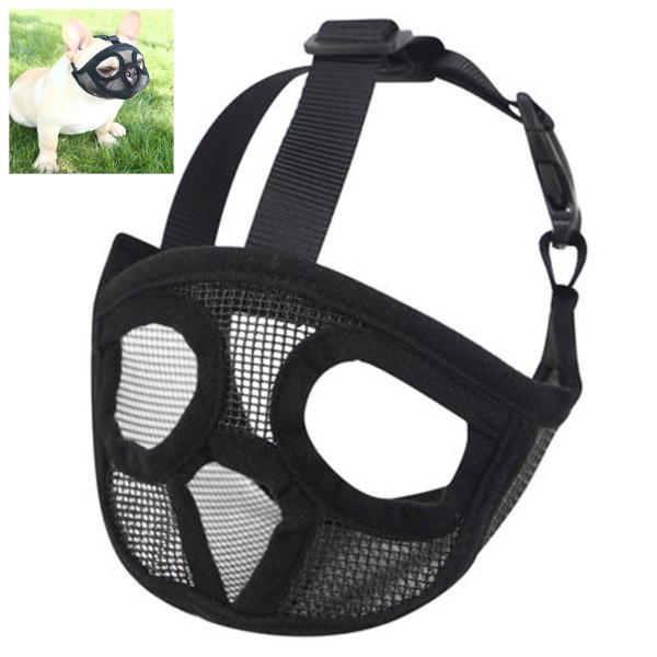 Hund nosparti Justerbart ventilerande mesh Bulldog nosparti för hund Anti Biting Tuggande skällande