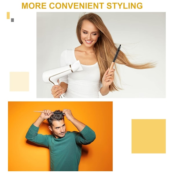 Stilfull Mini Rund Quiff Borste För Hårstyling, Kvalitetsmaterial Mini Rullborste För Att Skydda Håret Och Reducera Friss (10 Tum/25,5 Cm)