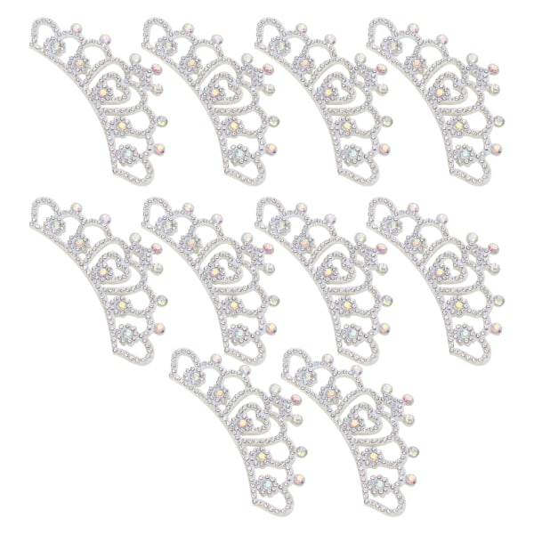 10PCS Rhinestones Cloth Applique Crown Shaped Patches Clothes Accessories8.8x4.5cm White Flower Type