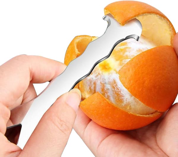 2-pak appelsinskrellere i rustfritt stål, multifunksjonell sitrusskreller for appelsiner, grapefrukt, sitroner, enkel fruktskreller og