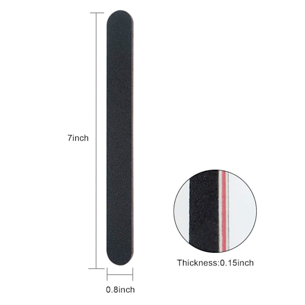Dubbelsidig nagelfil, tvättbar och återanvändbar svart emery board, premiumkvalitetsmaterial för salong och hemmanikyr pedikyr, multifunktion