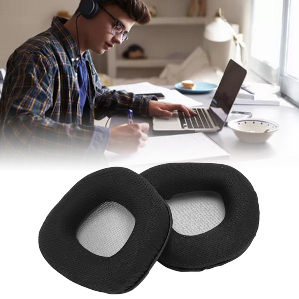 2 st Ersättningsöronkuddar Ljudisolering Proteinläder Andningsbara Mesh Öronkuddar för Corsair Void Wireless för Void USB för Void Pro USB Grå
