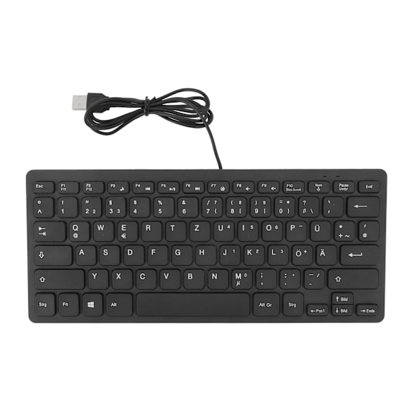 78 Tangenter Språk Ultratunt Tangentbord Plug and Play Stänksäkert USB-Kabelanslutet Kompakt Tangentbord för Engelska Tvåspråkiga Användare Tyska (QWERTZ Layout)