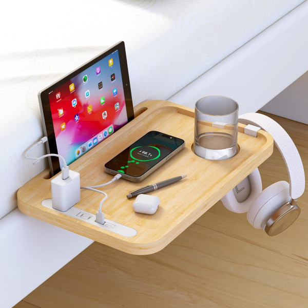 Sengehylde til køjeseng og topkøje, natbord med ladestation, sengebord med USB-porte og -udtag, Essentials på kollegieværelset