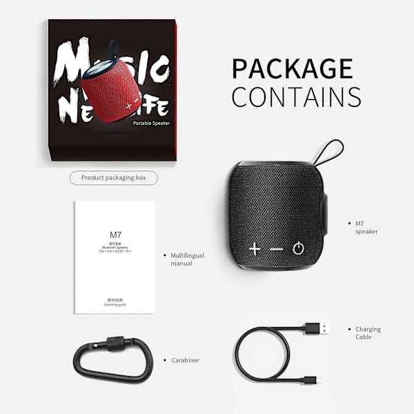 Bärbara Högtalare Mini Bluetooth 5.0 Dubbelparning Trådlös Högtalare, 360 HD Surroundljud & Rik Stereobas IPX7 Vattentät För Resor