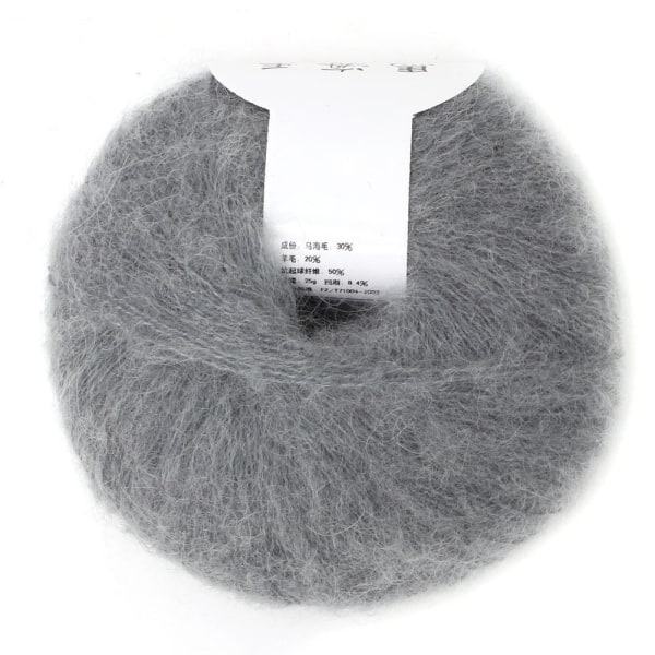 Populær Soft Mohair Pashm Knit Angora Long Wool Garn Hot (lys grå)