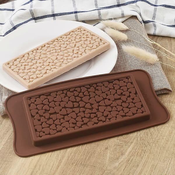 Chokoladeforme - Breakaway Silikone, Hjerteformede Chokoladebarforme, Hjemmelavede Protein Energibarforme, 4-pak