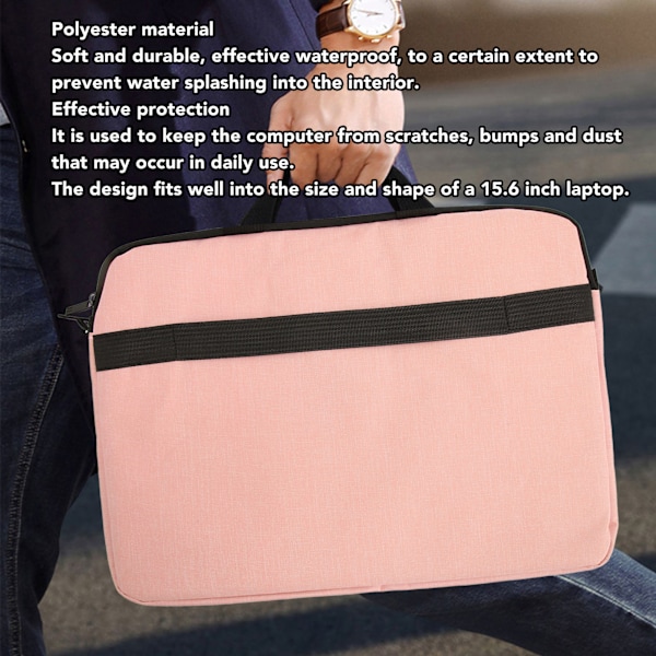 15,6 tums laptopfodral Vattentätt polyester laptopfodral Bärbart skyddsfodral för bärbar dator för resor Affärsresa Rosa