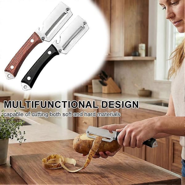 Monitoiminen kuorija pullonavaaja ruostumaton teräs puukahva Black 1pcs