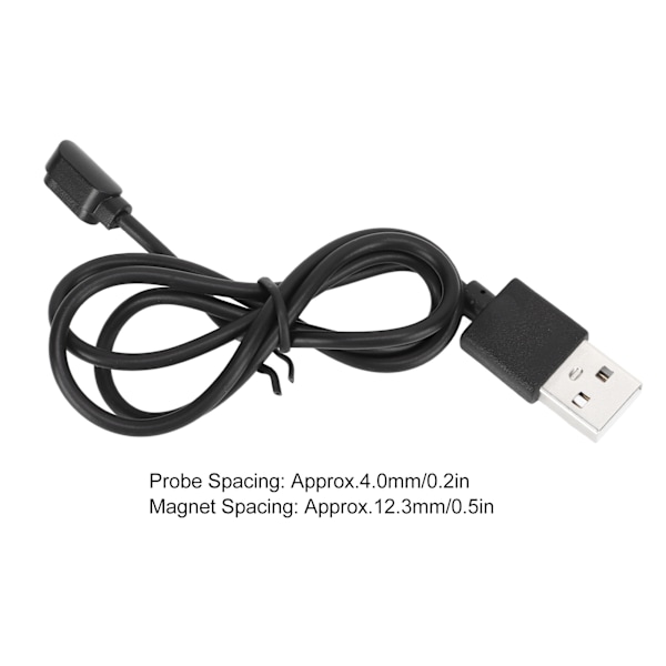 2P Smartwatch Opladerkabel Magnetisk Ur Oplader Udskiftning USB Datakabel Sort 4.0mm/0.2in 12.3mm/0.5in