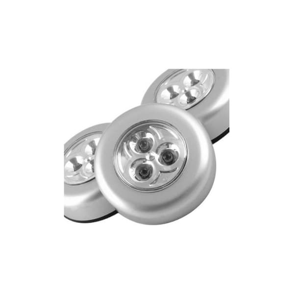 Sæt med 3 LED-lys med klæbemiddel til skabe med 68 mm diameter, batterier inkluderet