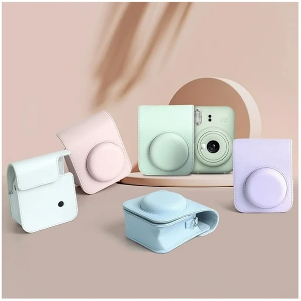 Kameraväska för Instax Mini 12, Resväska PU Läder Mjuk Axelväska