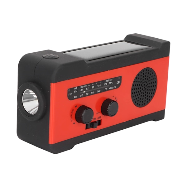 Handvevsradio Portabel Självdriven Solcellsväderradio med Nödficklampa för Utomhusnödsituationer