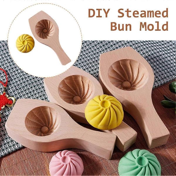 DIY Bolleform Træ Månekageforme Blomsterformede Småkagestempler Baozi model