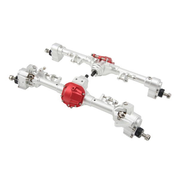 RC-axel i aluminiumlegering, integrerad CNC-höjd, främre och bakre portalaxel för Axial SCX10 II 90046 90047 D90 D110 1/10 RC-bil, silverröd