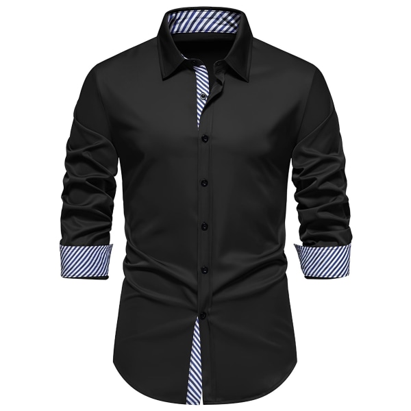 1 st långärmad skjorta--svart black XL