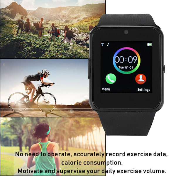 1.5 Tum TFT Ultra HD Färgstark LCD Bluetooth Smart Sportklocka Svart