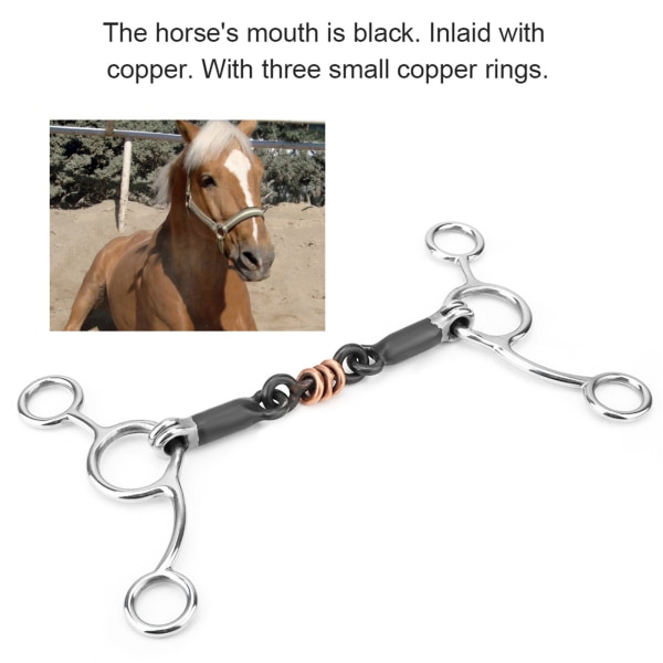 Hestetygge i rustfrit stål med mund af sort stål