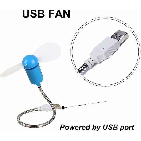 Mini Serpentine Blæser Lydløs Blød Blad Lille USB Blæser til Bærbar (Pink/Grøn/Blå/Sort)