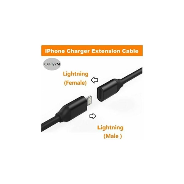 Lightning-förlängningskabel 1 m för iPhone iPad, Apple-certifierad iPhone-förlängningskabel hona till hane Pass Audio Video Musik