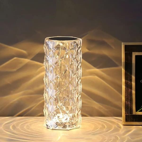 Crystal LED Table Lamp, LED Touch Dimmable Desk Lamp, Modern Diamond Lamp, Crystal Bedside Lamp for