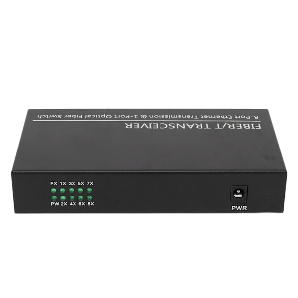 Tx1310nm RX1550nm Fiber Transceiver Upp Till 25km 1 Optisk Port 8 Elektriska Portar Single Mode Ethernet Fiber Switch 100‑240V