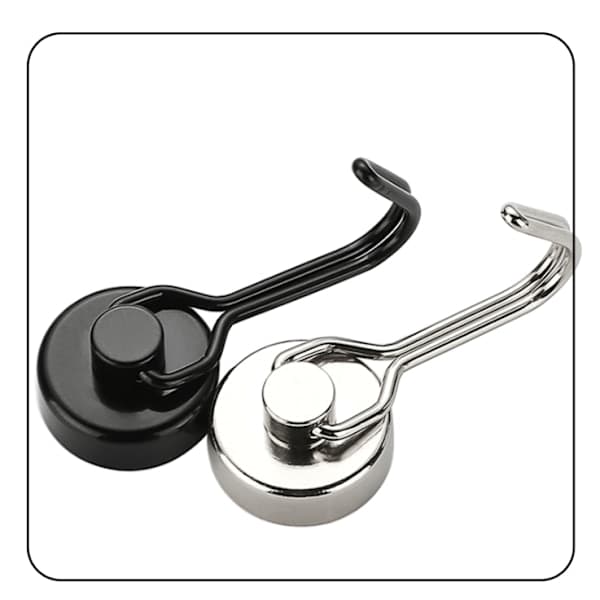 Magnetic Hooks, 5-pack, Strong Magnetic Hooks 30 kg, Neodymium Magnetic Hooks for Refrigerator Silver silver