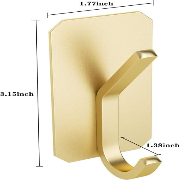 Self-adhesive wall hook, 4 self-adhesive hooks, wall hook, for kitchen, bathroom, office, kitchen hook for hanging towels, hats, Upper and lower hook gold