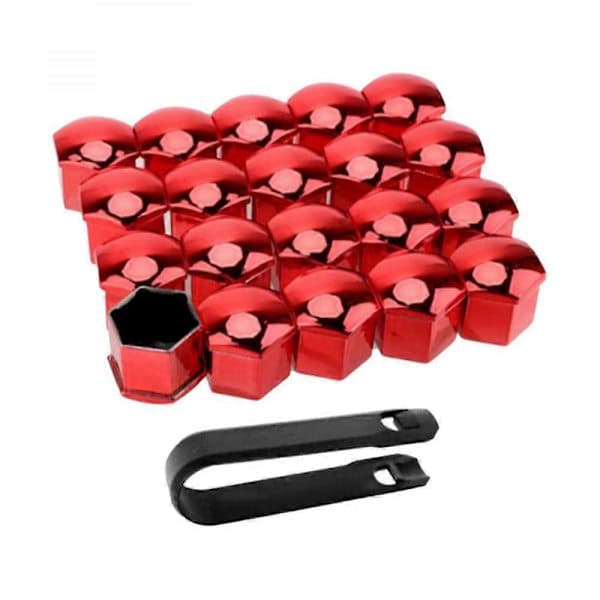 20 Pieces Car Wheel Nut Covers, Anti-rust, Silver, 17mm Red 21mm Optional Red 21mm