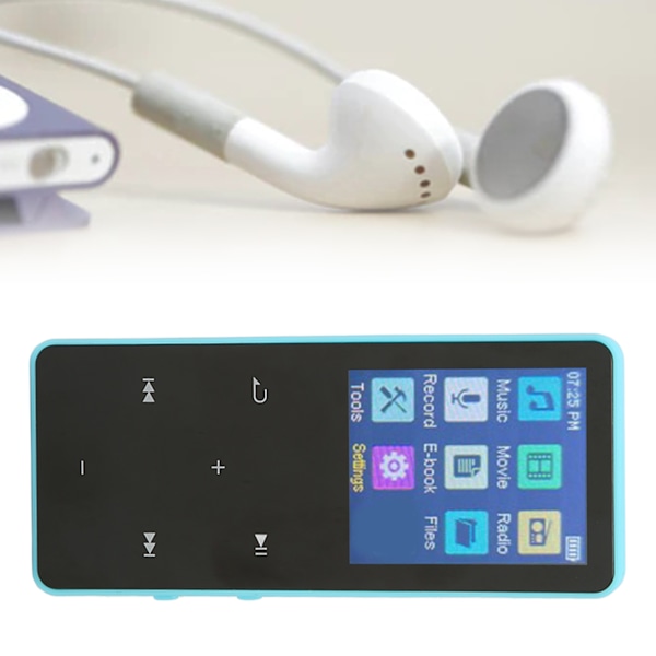 MP3 MP4-spelare 1,8 tums pekskärm Bluetooth 5.0 HiFi Förlustfri Lättviktig Bärbar Musikspelare för Sport Blå