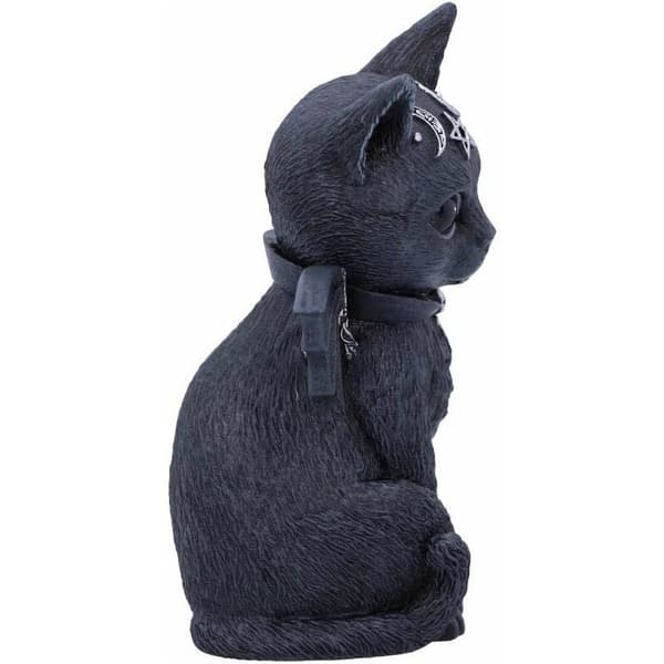 Befingret okkult kattefigur M - Polyresin - Sort og sølv - 10