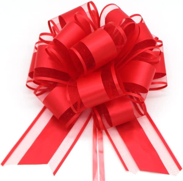 Red Pull Bows, 20 Pcs. Large Gift Wrapping Bows for Wedding Party Decorations and Floral Arrangement Accessories Red