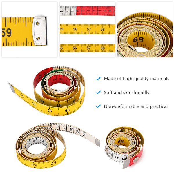 3 stk Myke Målebånd Syklær Skredder Dobbel Skala Farge Fleksibel Kroppsmålebånd