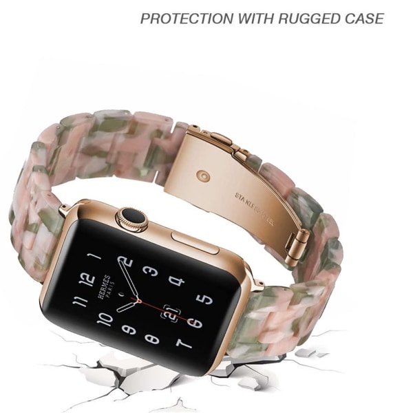 Kompatibel med Apple Watch Strap 38-40 mm / 42-44 mm Series 5/4/3/2/1, slankt resin-armbåndsudskiftningstilbehør til urbånd 42-44mm Pink green