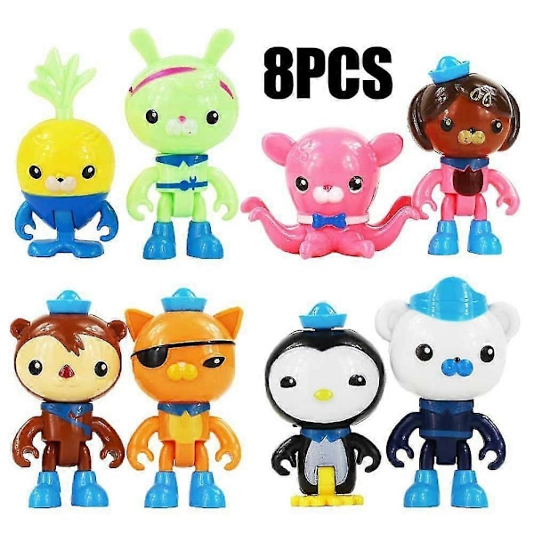 8 st Octonauts Figurer Octo Crew Pack Leksats Actionfigur Leksaker för barn - Perfekt