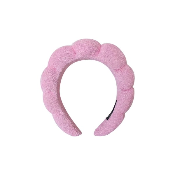 Flannel pandebånd Puffy Hair Hoop Makeup Bubble Terry Cloth Spa - Perfet Pink