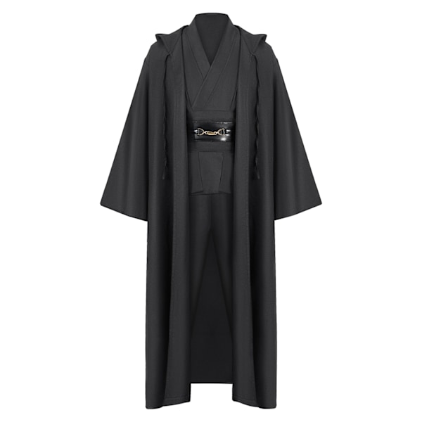 Mub- Obi-Wan Kenobi högkvalitativ cosplaydräkt svart Jedi-mantel ljussabelduell svart- perfekt Black 3 XL