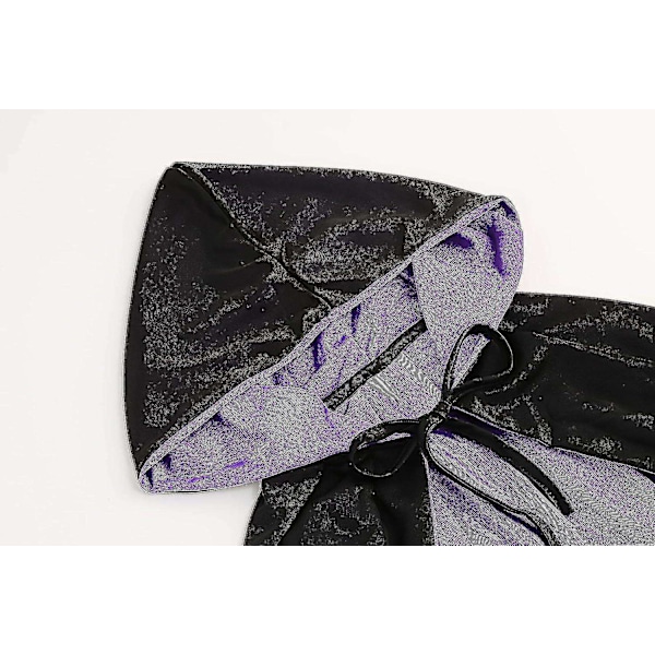Vendbar Kappe til Voksne og Børn, Påske Halloween Julekappe Udklædning Vampyr Heks Troldmand Rollespil Kappe - Perfekt Black Purple 150cm
