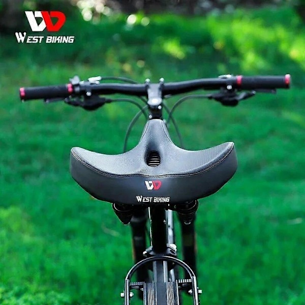 Långfärdscykel Sadel Breddad Förtjockad Ergonomisk Mjuk Kudde Mountain MTB Landsvägscykel Sadel Bekväm Cykelsits - Perfekt Hollow Black Set