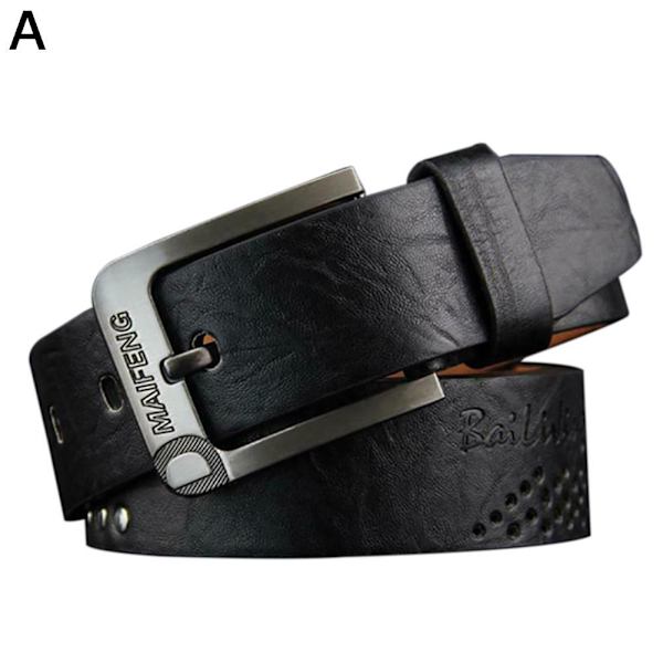 Klassiskt läderbälte för män Casual Pin Spänne Midjebälten Waistba- Perfet brown One-size