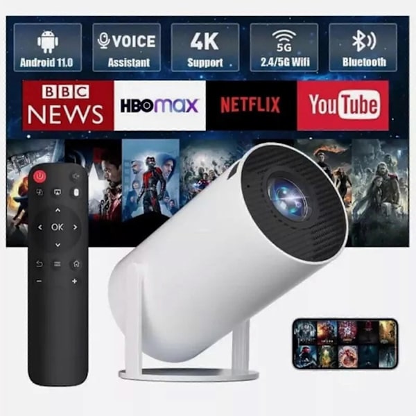 5G 4K Projektori Älykäs HD LED WiFi Bluetooth HDMI USB Android Toimisto Kotiteatteri - Täydellinen