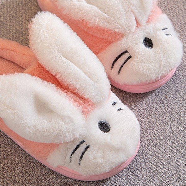 Børn sød lille kanin Plys bomuld hjemmesko Cartoon Warm - Perfet Pink 28