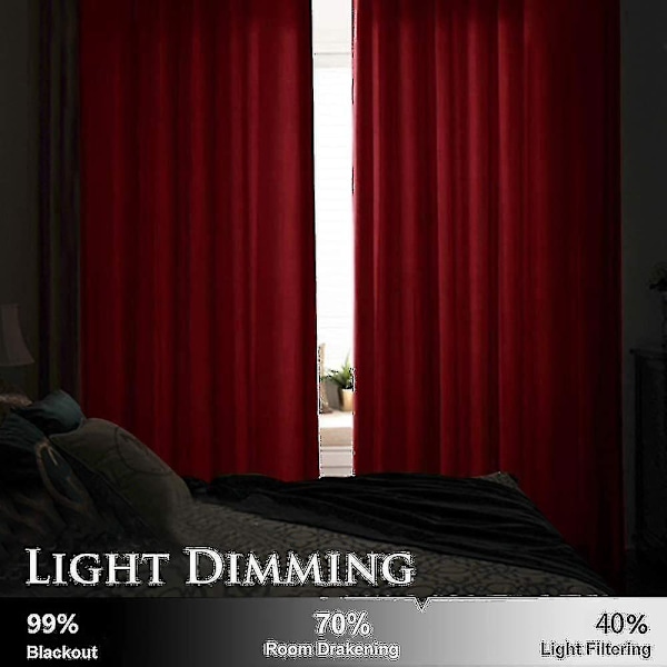 Luksuriøse termisk isolerede gardiner, tykke, solide, effektive mørklægningsgardiner - Perfekt Wine Red W 59x H 98 150cm*250cm