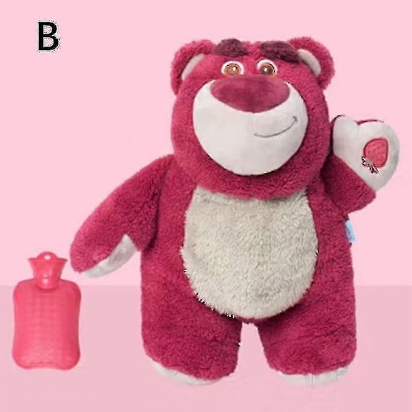 Mjuk varmvattenflaska i plysch för vinterbruk, perfekt present med funktion för varmvattenpåfyllning Strawberry Bear