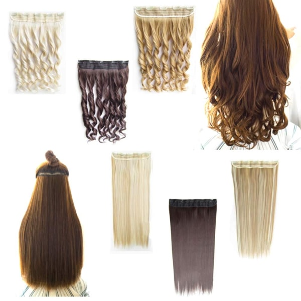 Clip-on / Hair extensions krøllete & rett 70cm - Flere farger - Perfet Lockigt - 7